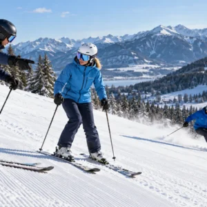 Persönliches Skitechnik-Coaching auf einer Piste im bayerischen Oberland